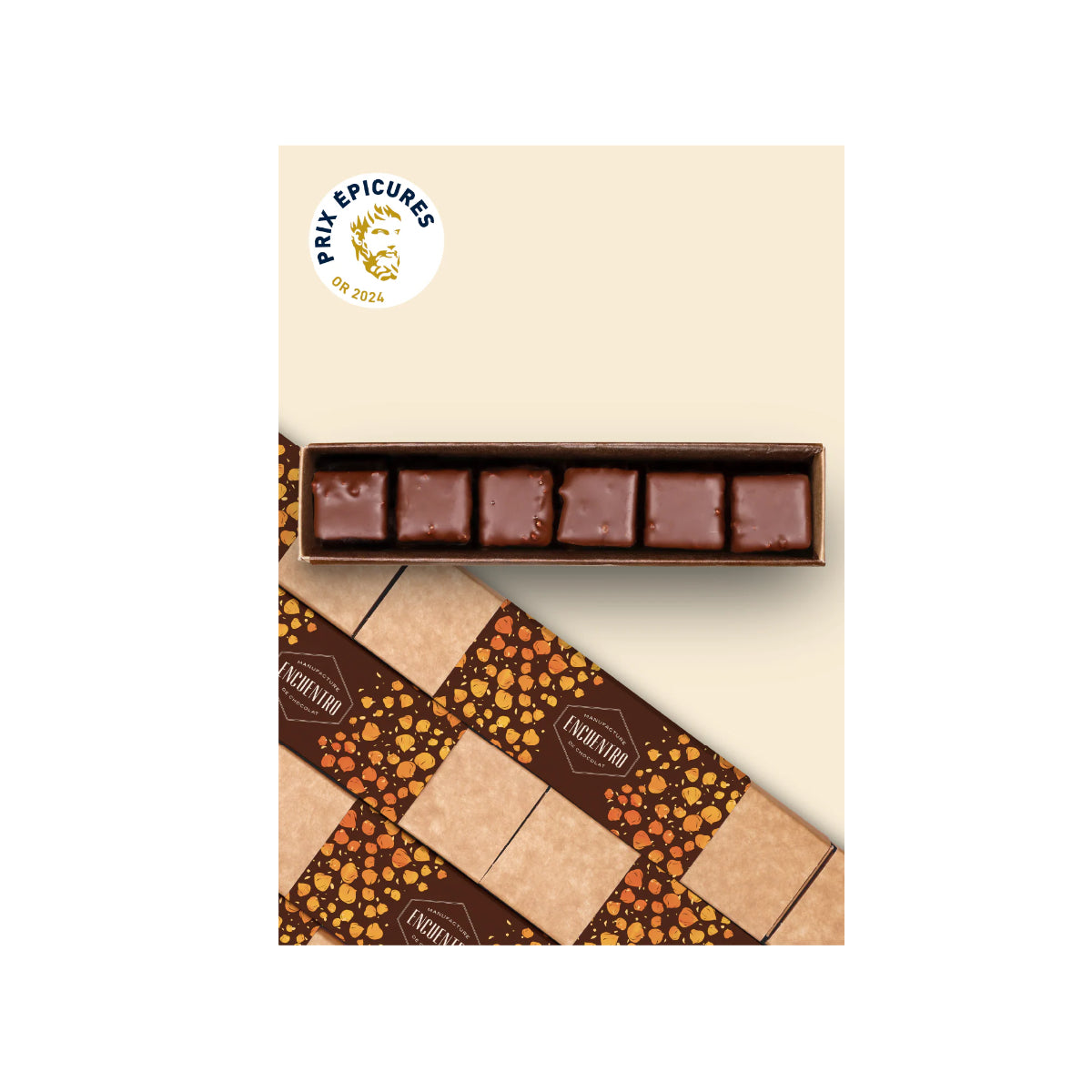 Encuentro 6 Dark Chocolate Rochers filled with Piedmont Hazelnut Praline - 90g
